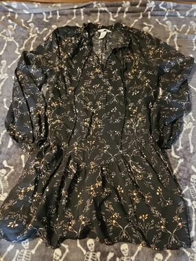 H&M Black Floral Long Sleeve Dress